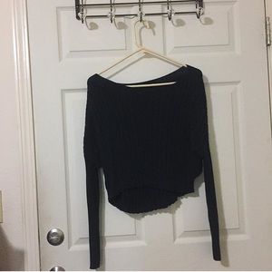 Off shoulder dark green sweater